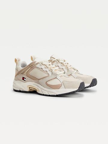 Női Tommy Hilfiger Archive Varsity Runner shoes Bézs | HU 612NWY
